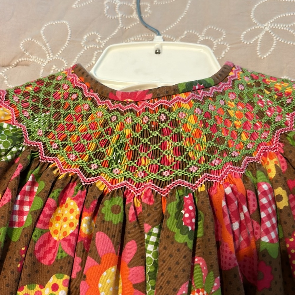 Claire & Charlie Smocked fall dress -6X - Picture 2 of 4